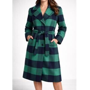 G by Giuliana Black Label‎ Womens 1X Buffalo Plaid Belted Old Money Coat Jacket